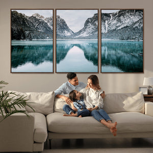 Mountain Lake Wall Art Canvas Print – Framed Toblacher See