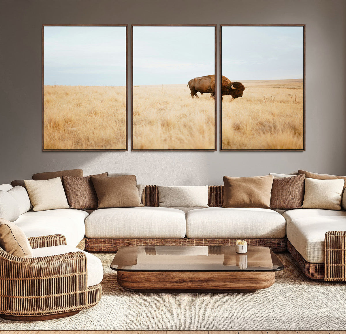 Buffalo Wall Art Canvas Print – Framed Western Wildlife