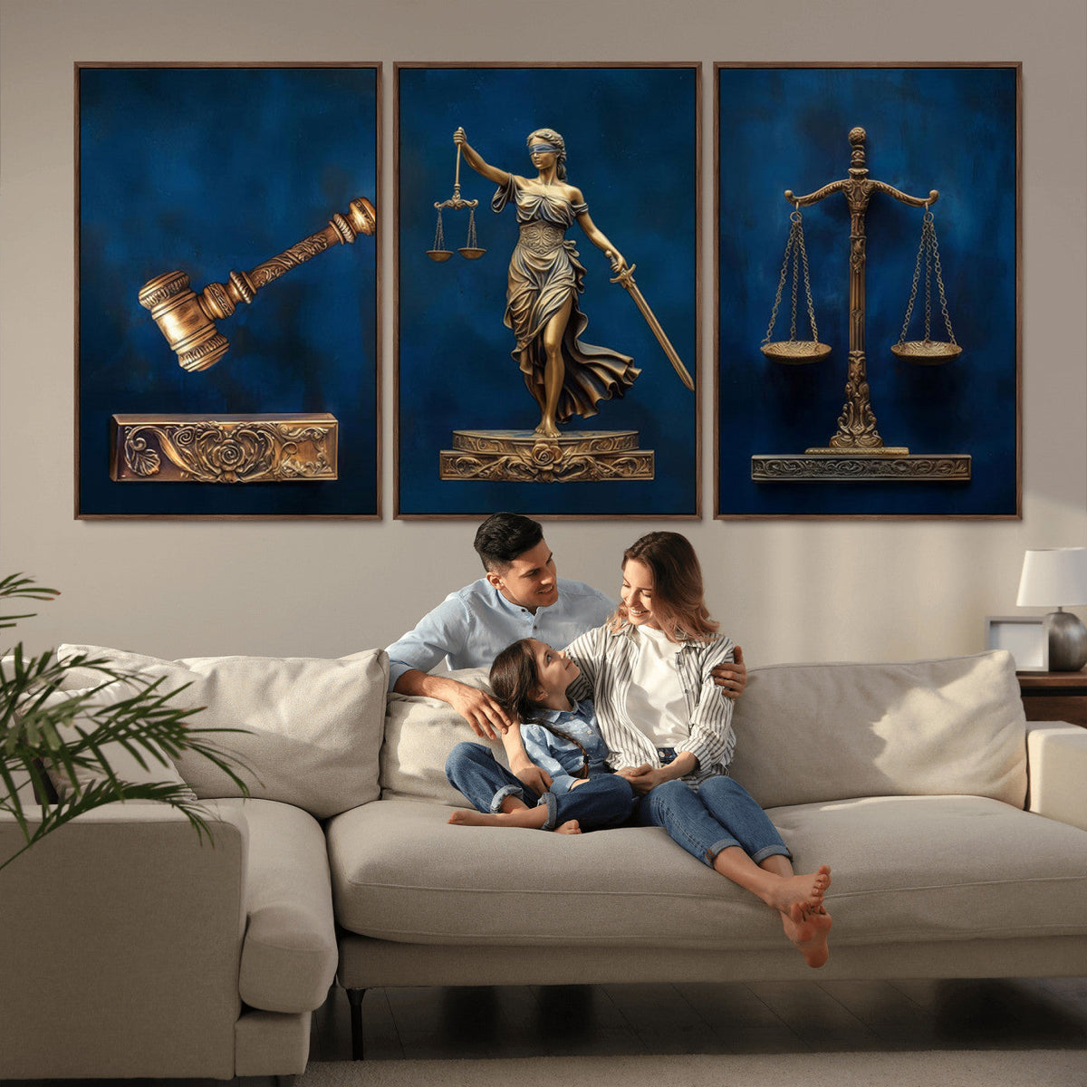 Lady Justice Wall Art Canvas Print – Elegant Gold Legal