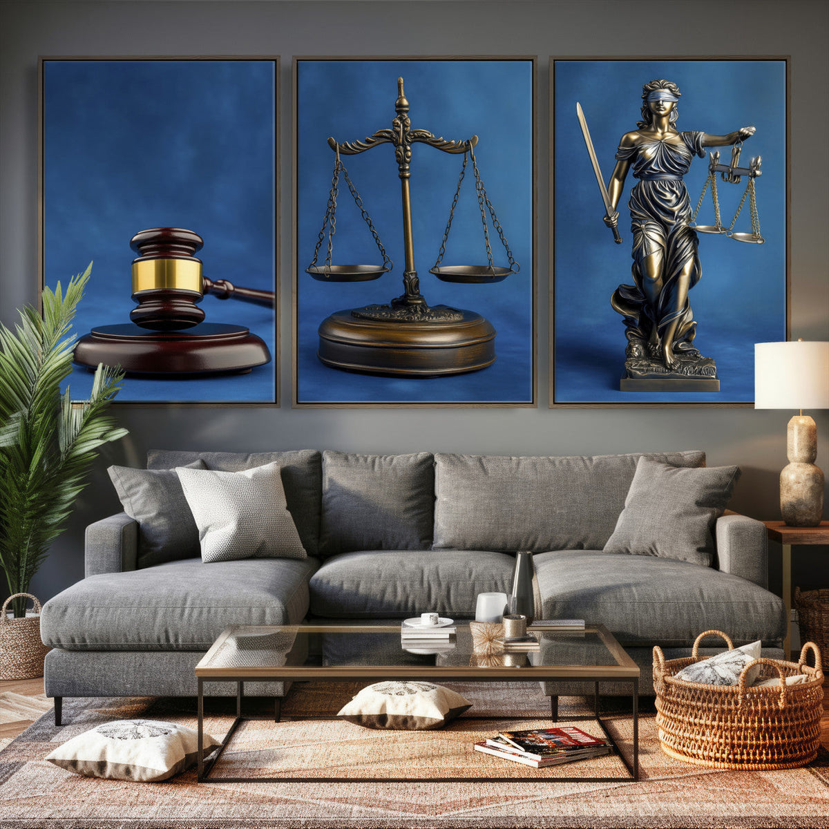 Legal Justice Wall Art Canvas Print – Gavel, Scales & Lady