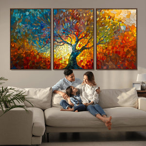 Yggdrasil Tree of Life Mosaic Stained Glass Wall Art, Tree