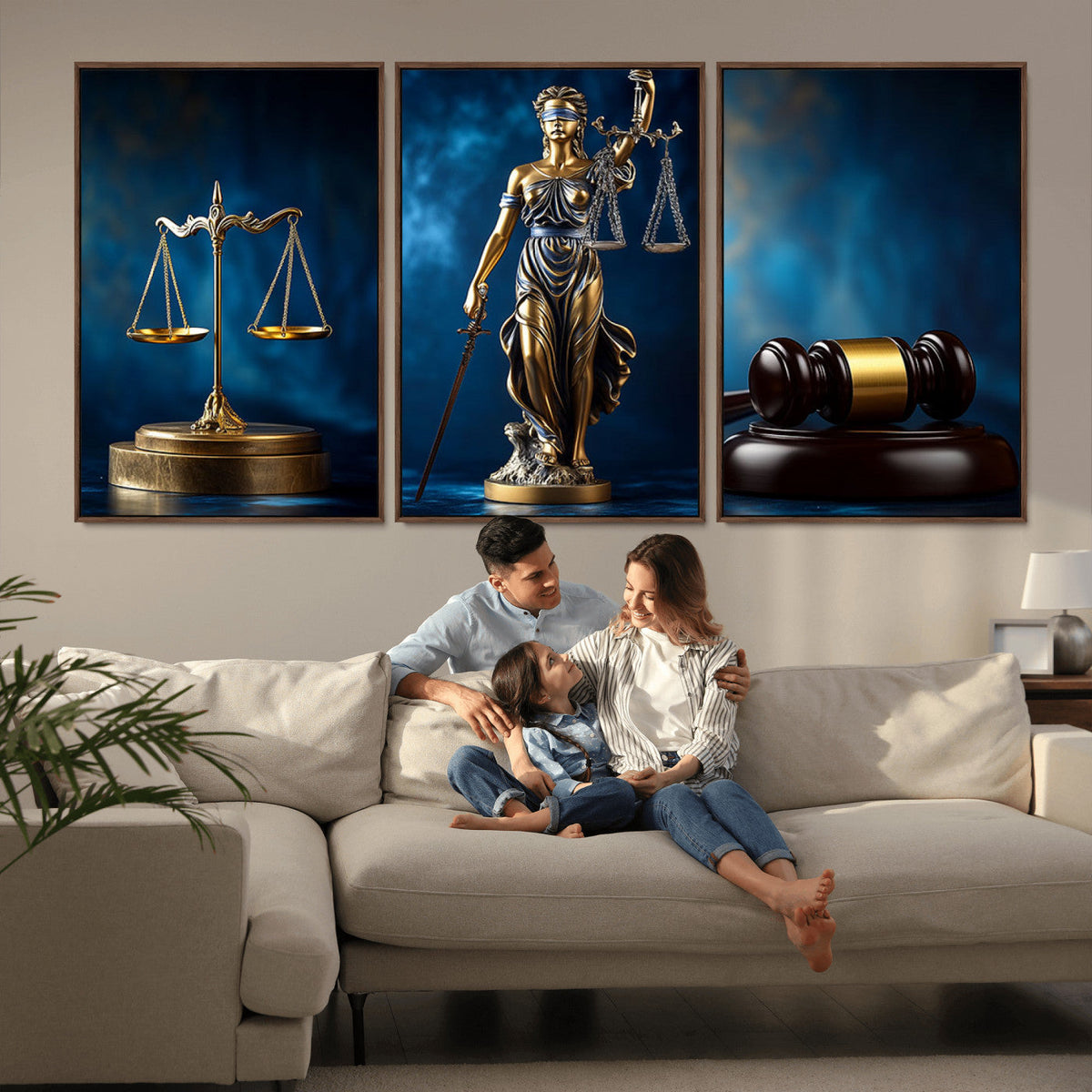 Justice Scales Statue Wall Art, Lady Justice Canvas Print,