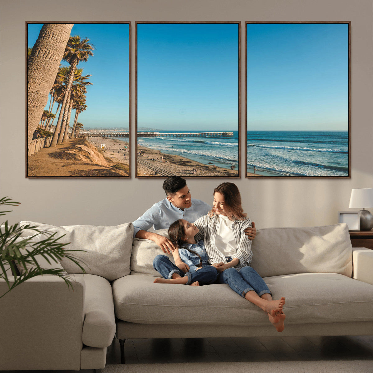 Scenic Beach Wall Art Canvas Print – Tall Palm Trees, Sandy
