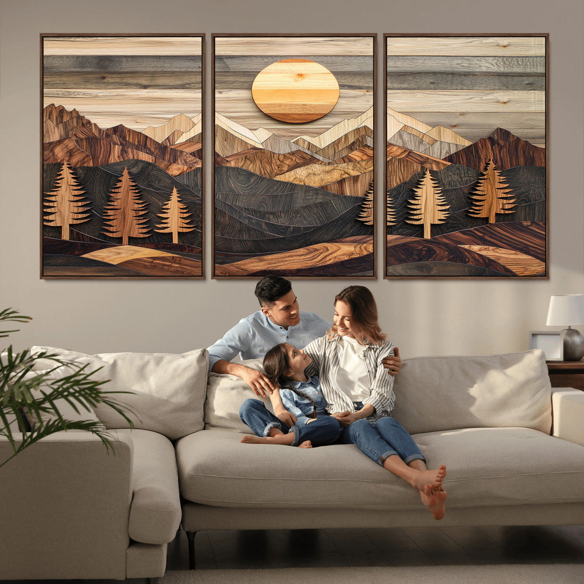 Wood Mountain Wall Art Canvas Print – Layered Forest and
