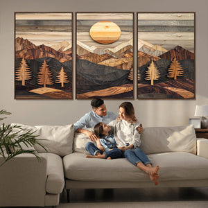 Wood Mountain Wall Art Canvas Print – Layered Forest and