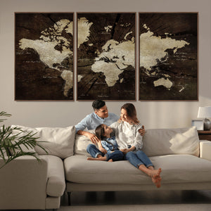 World Map Wall Art Canvas Print – Framed Travel Map Wall Art