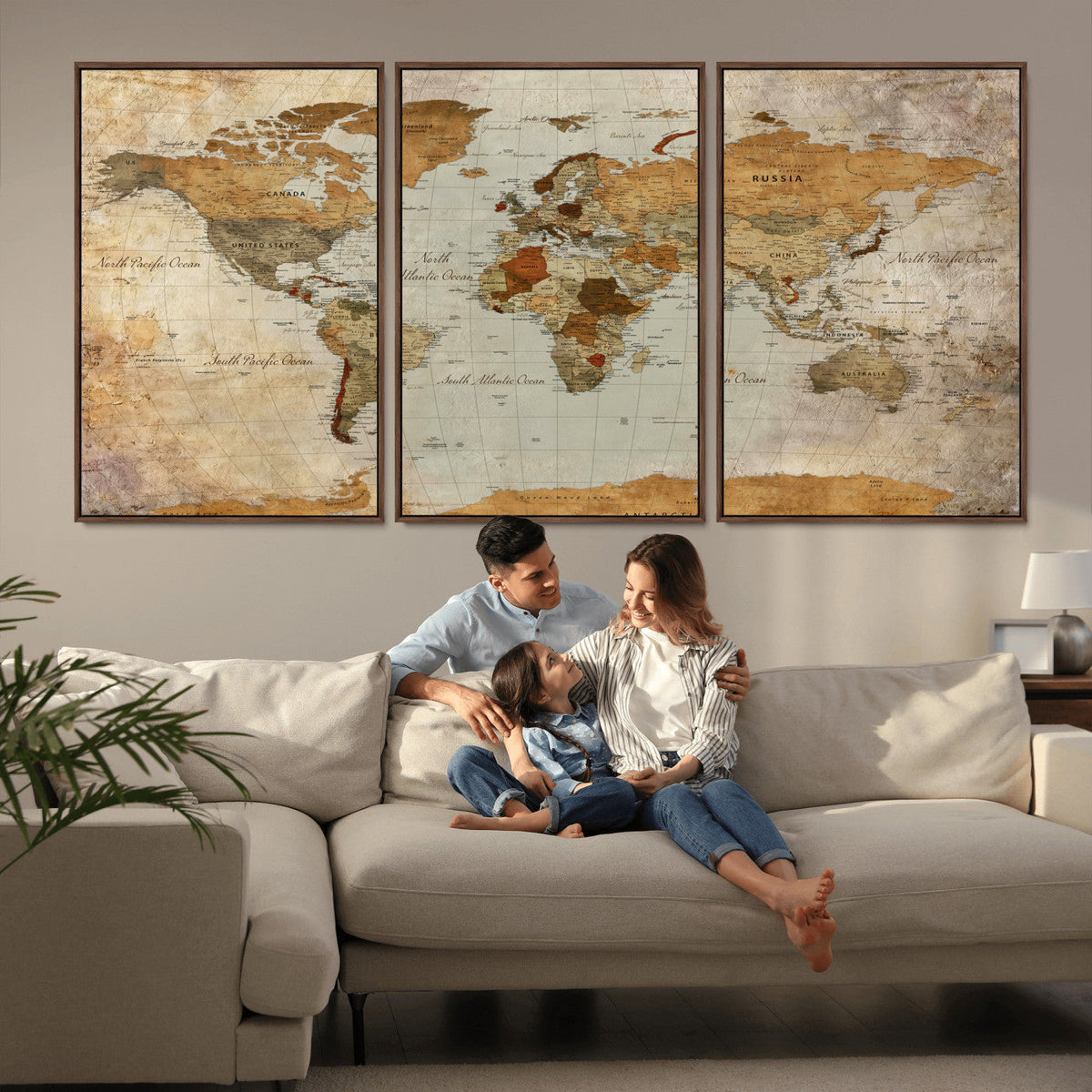 World Map Canvas Print – Detailed Map of the World Wall Art