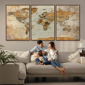 World Map Canvas Print – Detailed Map of the World Wall Art