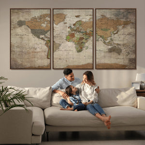 World Map Canvas Print – Framed Travel Map Wall Art for