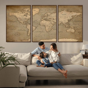 World Map Canvas Print – Framed Travel Map Wall Art for