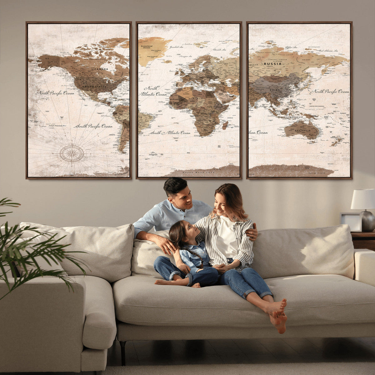 World Map Canvas Print – Framed Travel Map Wall Art for