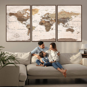 World Map Canvas Print – Framed Travel Map Wall Art for