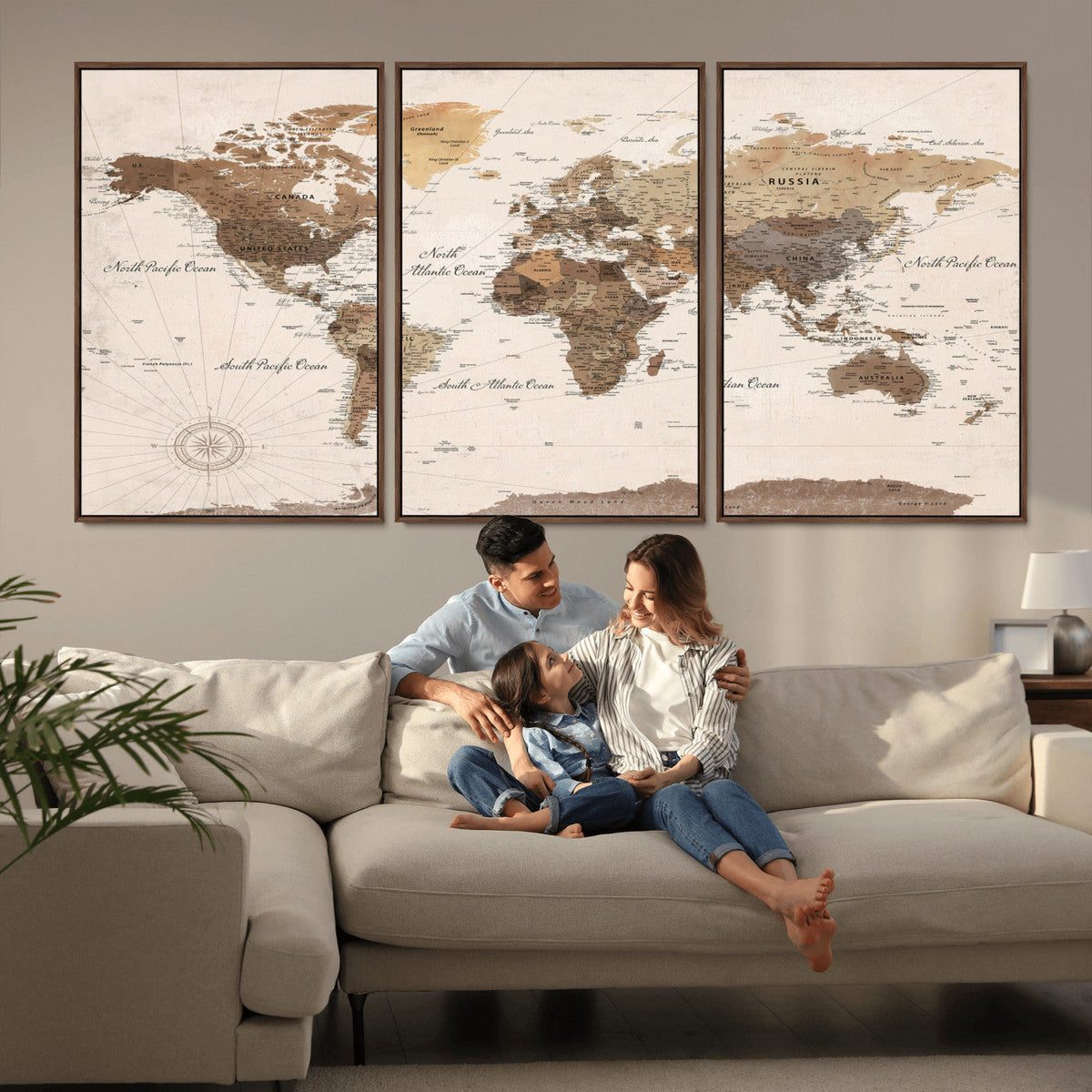 World Map Canvas Print – Framed Detailed Map of the World