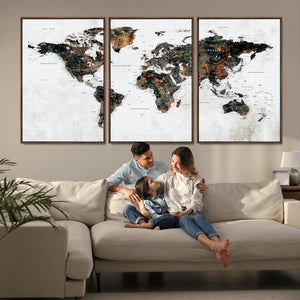 Large World Map Canvas Print – Framed Travel Map Wall Art