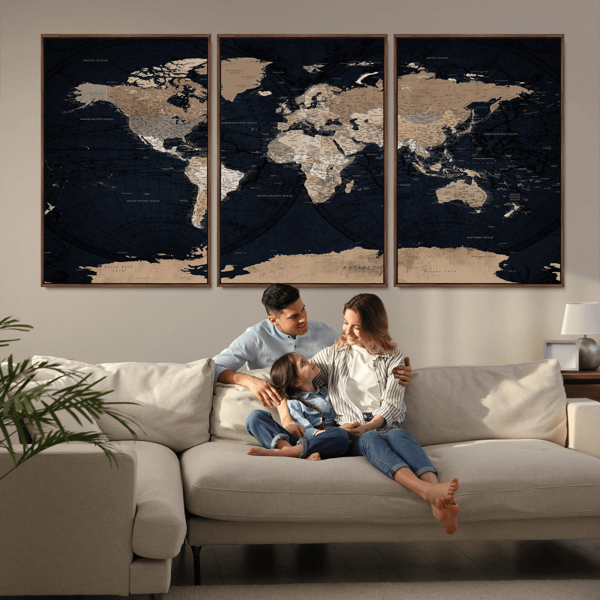 Grunge Wall Art World Map Canvas Print