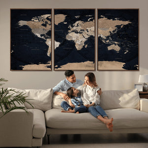 Grunge Wall Art World Map Canvas Print