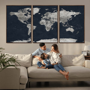 Colorful Watercolor World Map Canvas Print – Vibrant Framed