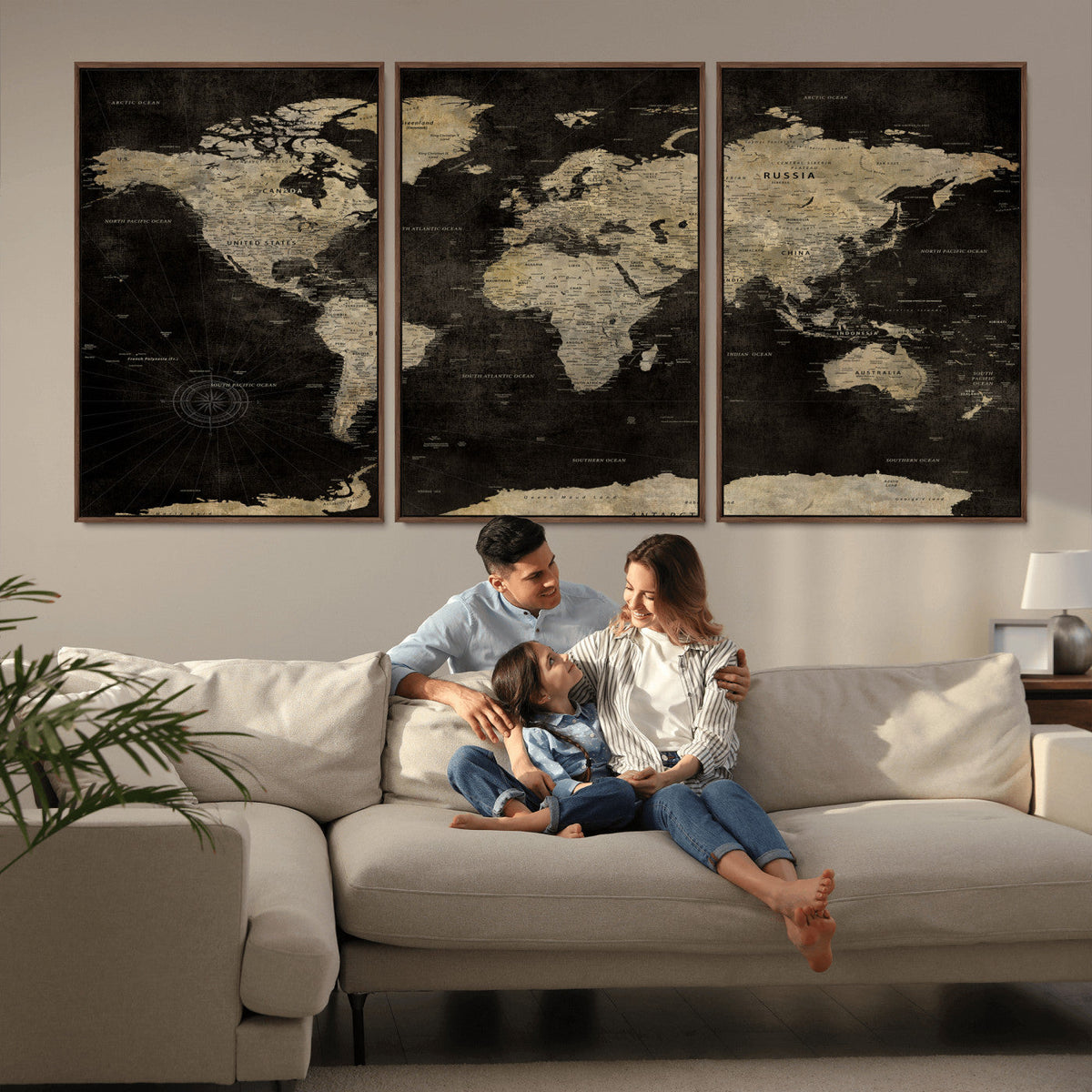 Push Pin World Map Canvas Wall Art Print, Interactive Travel