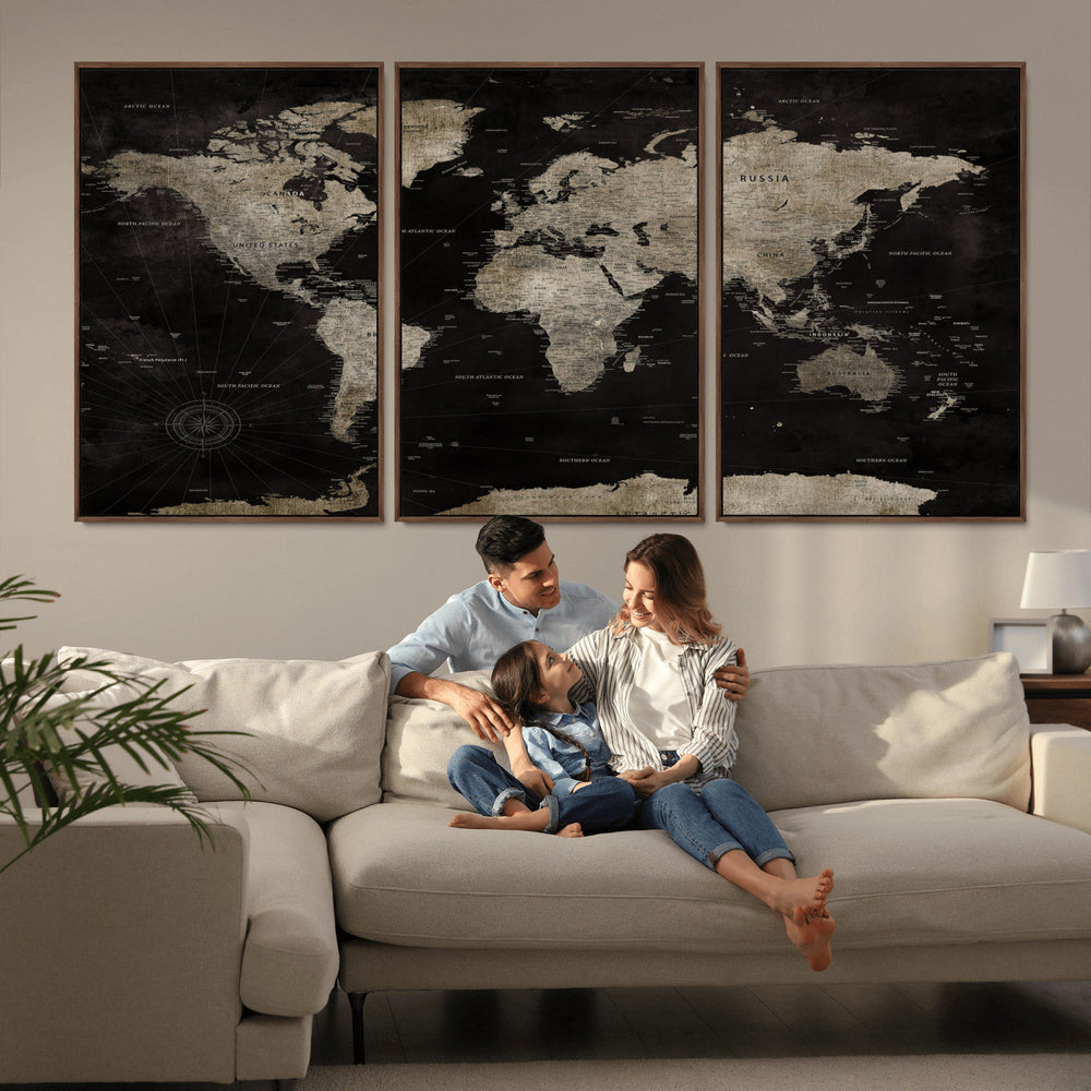 Detailed World Map Wall Art Print - Large Framed World Map