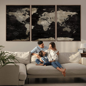 Detailed World Map Wall Art Print - Large Framed World Map