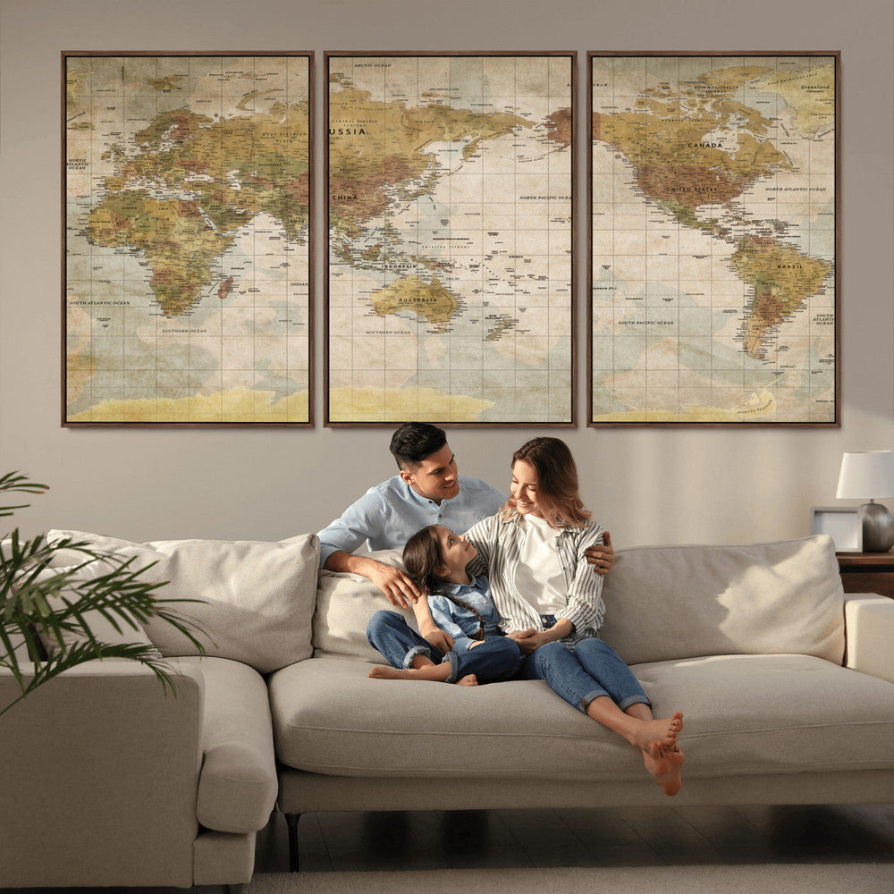 World Map Canvas Print – Detailed Map of the World Wall Art
