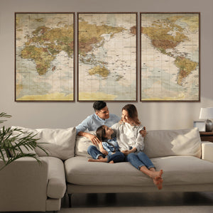 World Map Canvas Print – Detailed Map of the World Wall Art