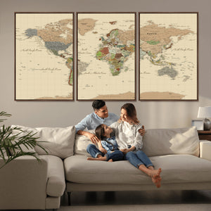 Extra Large World Map Canvas Print – Detailed Map of the