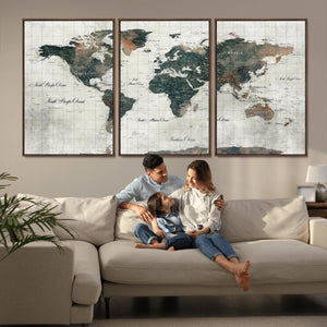 World Map Canvas Print – Framed Travel Map Wall Art for