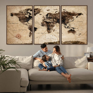 World Map Wall Art Canvas Print