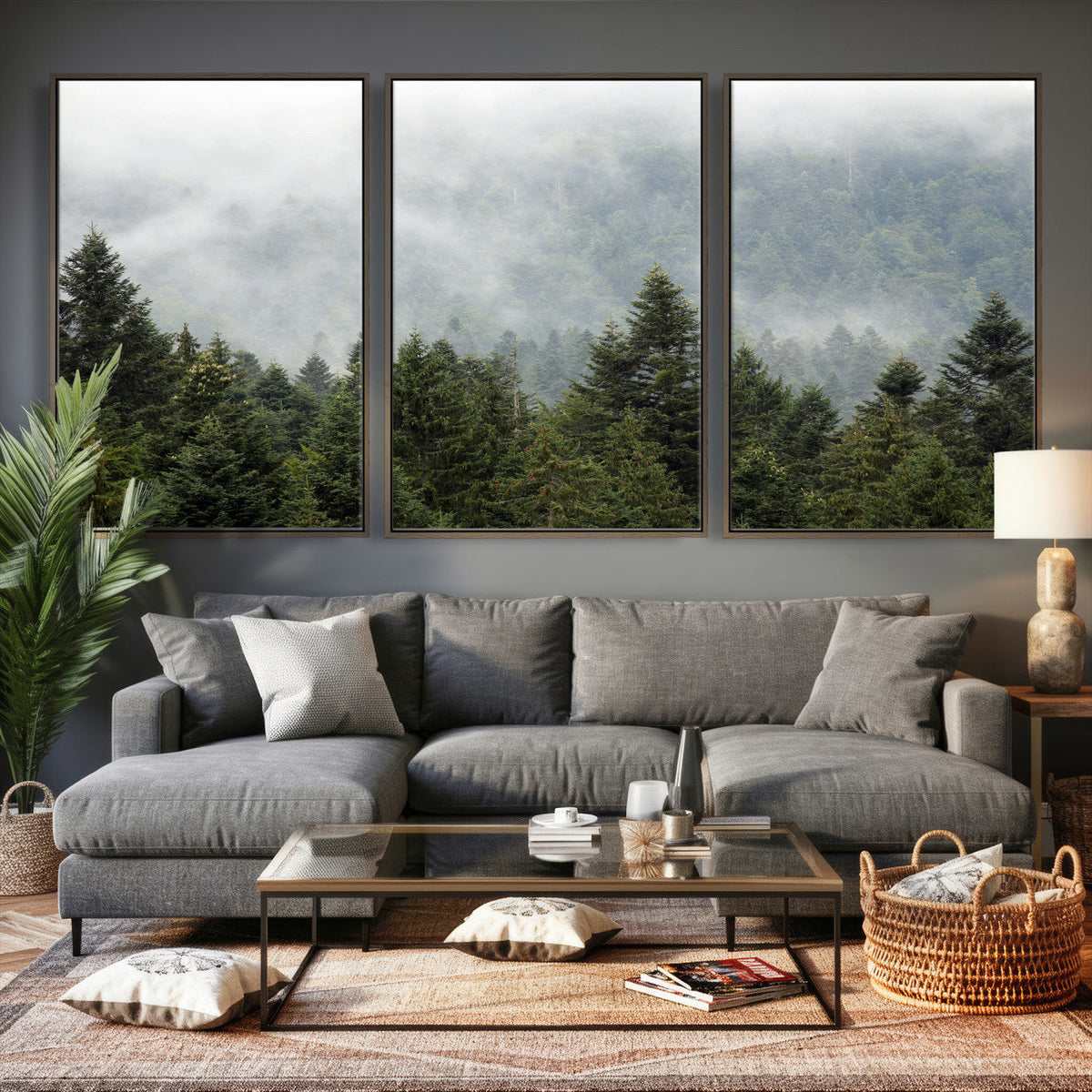 Misty Mountain Forest Wall Art Canvas Print