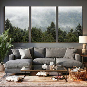 Misty Mountain Forest Wall Art Canvas Print