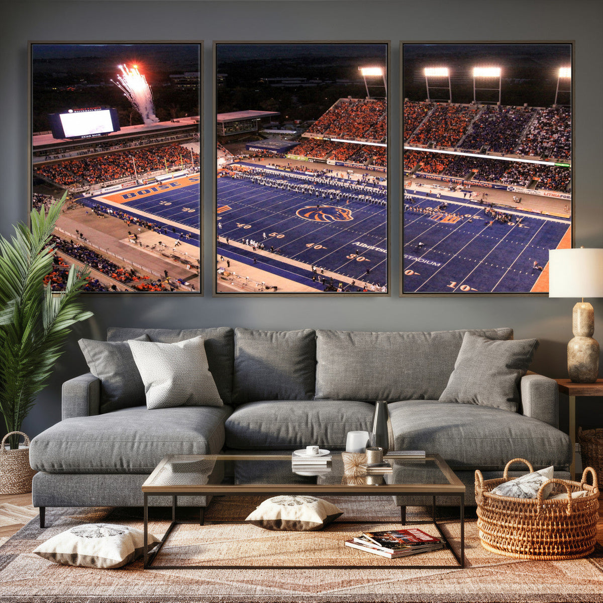 Boise State Stadium Large Wall Art Canvas Print for Living