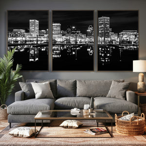 Baltimore Skyline Wall Art Canvas Print, Baltimore Downtown