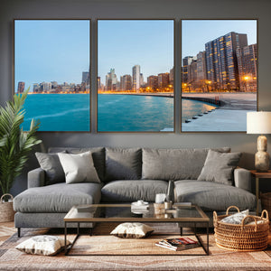 Chicago Wall Art Canvas Print, Chicago City Downtown Night