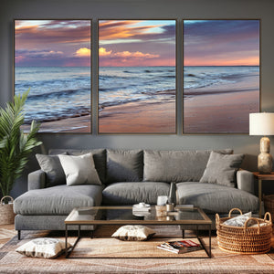 Ocean Sunset Wall Art Canvas Print – Coastal Beach