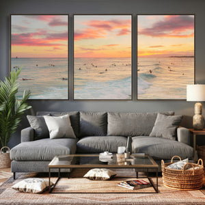 Sunset Beach Wall Art Canvas Print – Soft Coastal