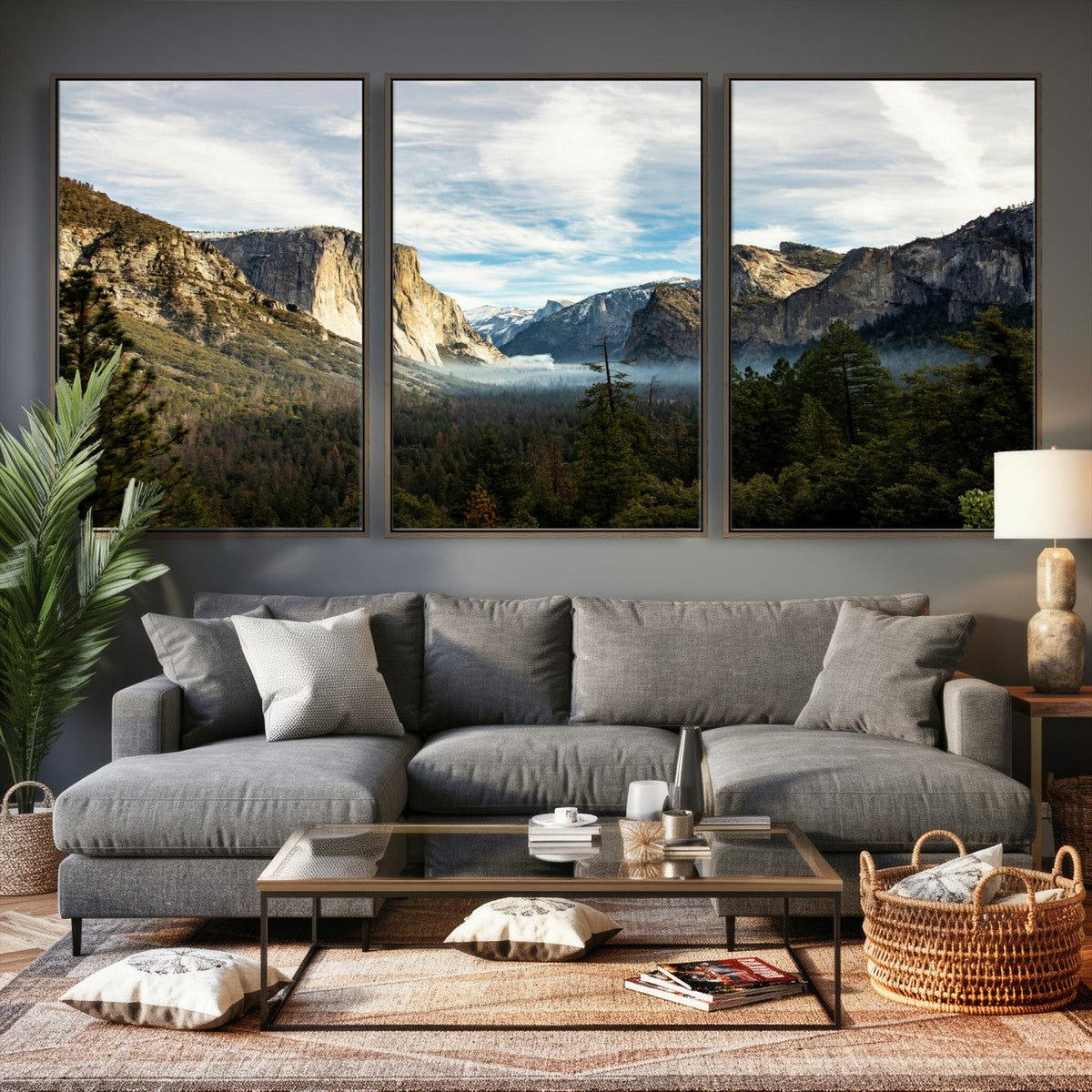 Yosemite Valley Mountain Wall Art Canvas Print, Granite
