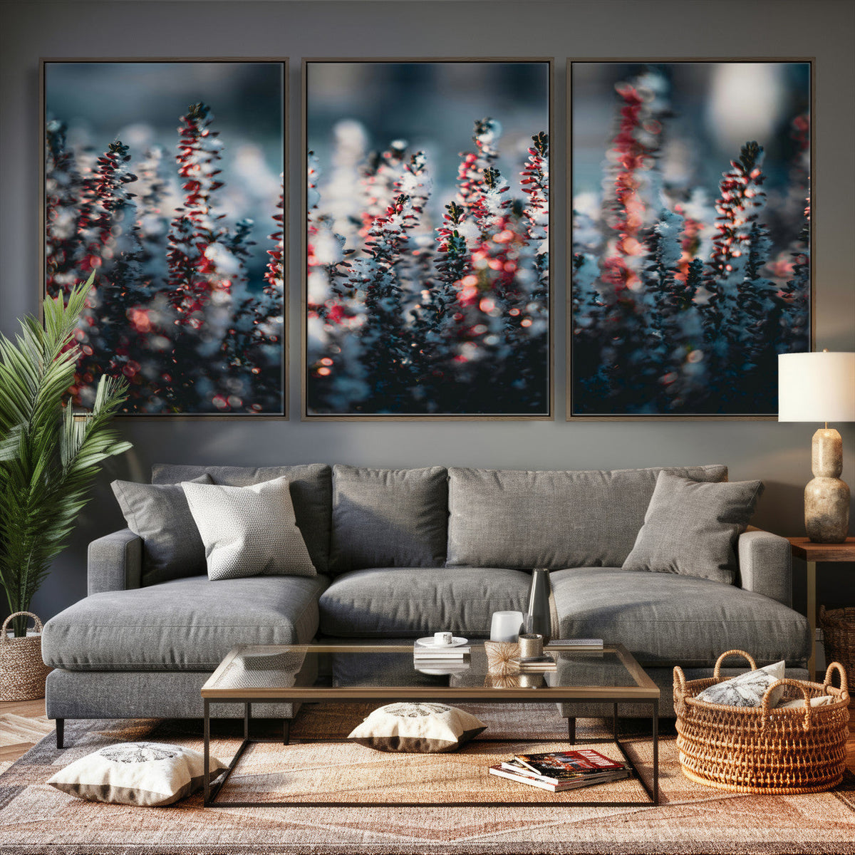 Winter Heather Wall Art Canvas Print, Frosted Floral Nature