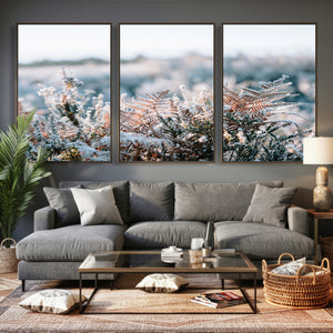 Frosted Fern Wall Art Canvas Print, Soft Winter Botanical