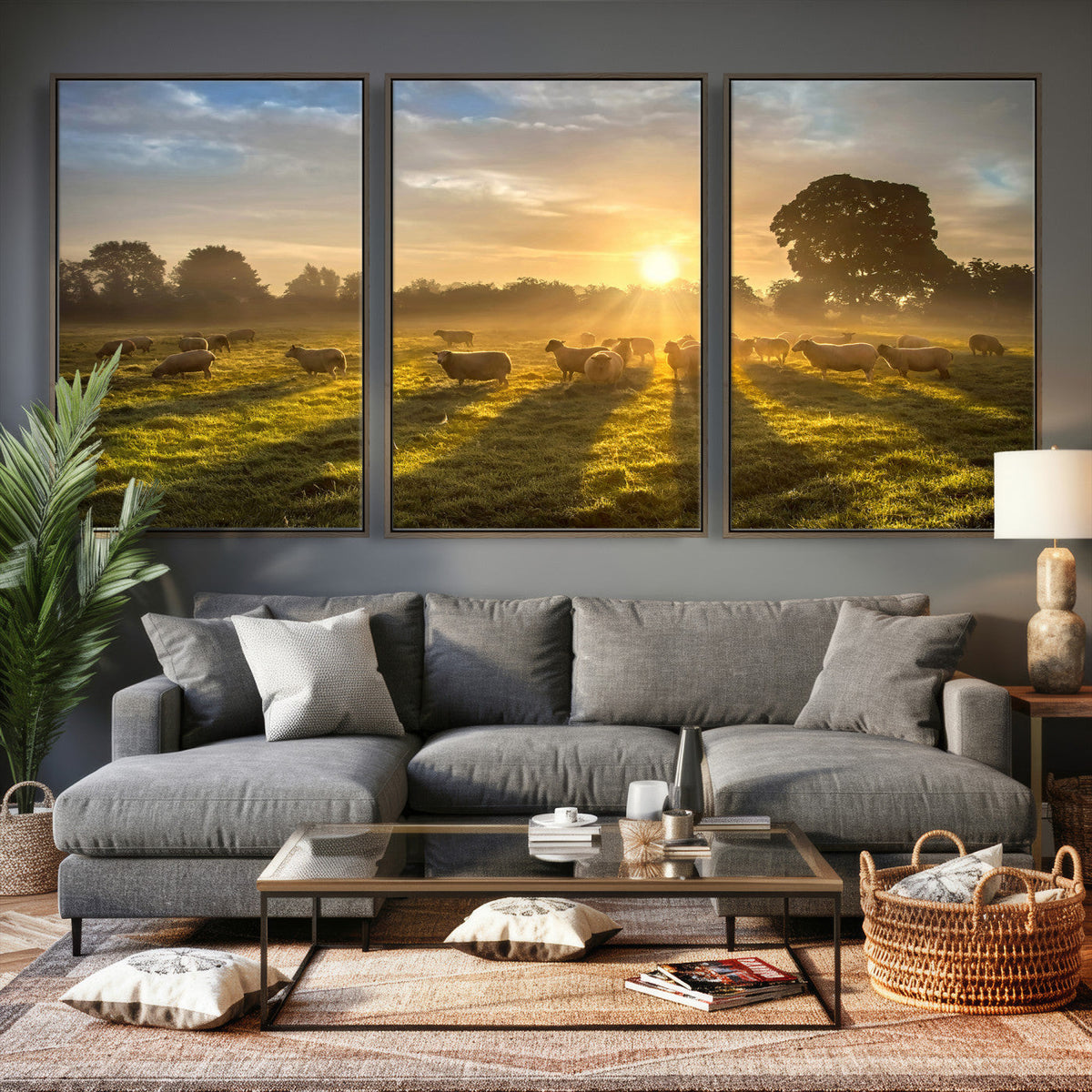 Sheep Wall Art Canvas Print – Rural Farm Animal Artwork