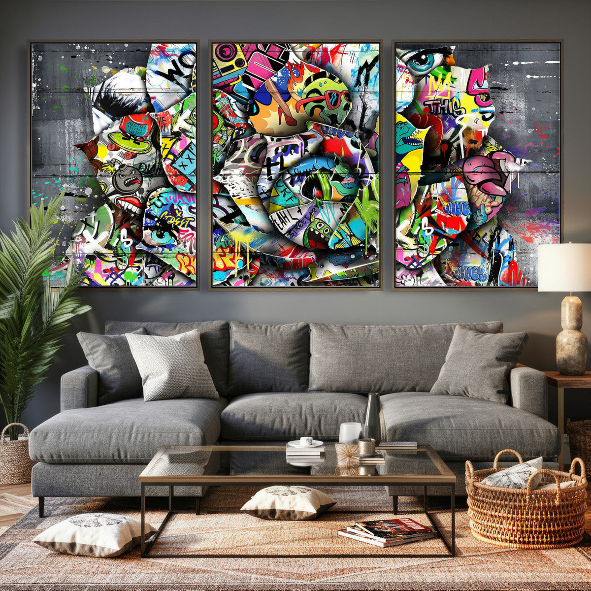 Abstract Graffiti Collage Street Art Wall Art Canvas Print