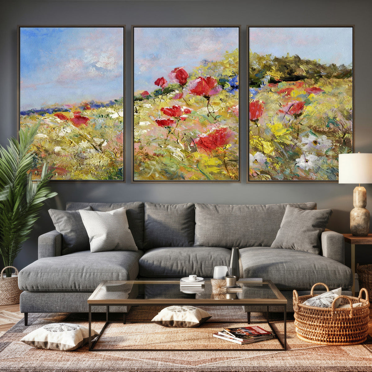 Abstract Mountain Landscape Wall Art Canvas Print – Textured