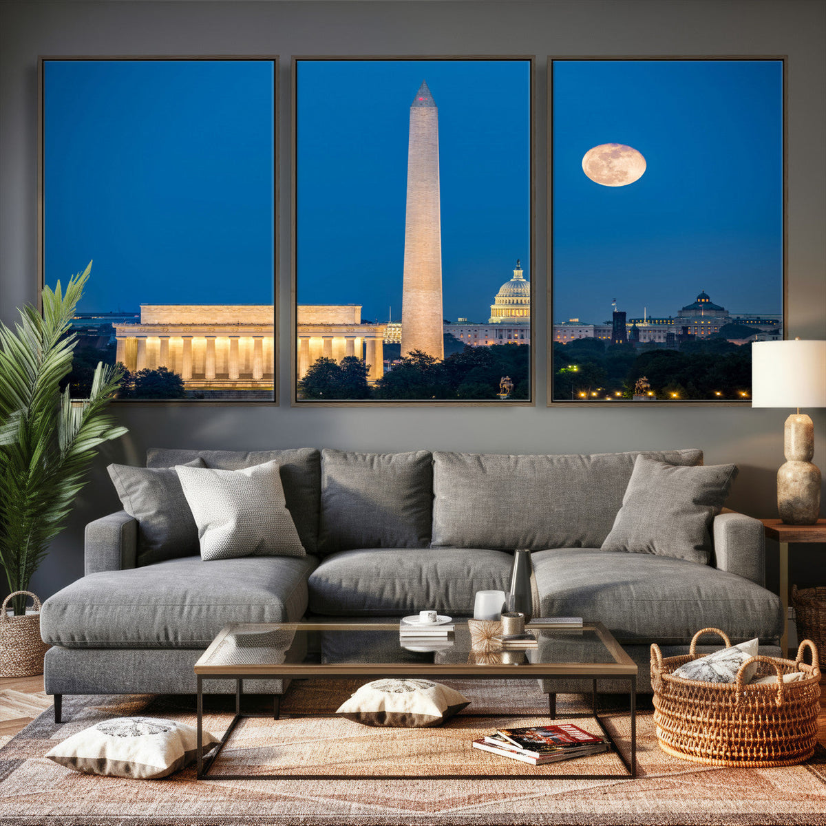 Washington DC Skyline Wall Art Canvas Print – Lincoln