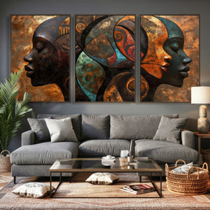 Abstract Afro American Women Wall Art Canvas Print