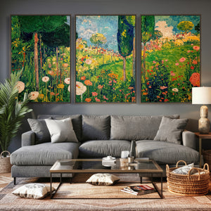 Gustav Klimt Boho Mountain Landscape Large Wall Art,