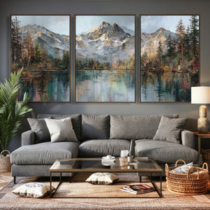 Drip Style Forest Lake Gold Art — Abstract Expressionist