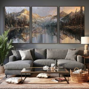 Drip Style Forest Lake Gold Art — Abstract Expressionist