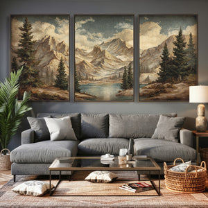 Drip Style Forest Lake Gold Art — Abstract Expressionist