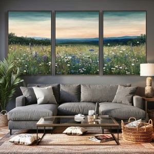 Wildflower Meadow Oil Painting Canvas — Daisy Lavender