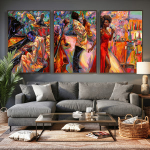African American Jazz Singer Canvas Art — Red Dress Black